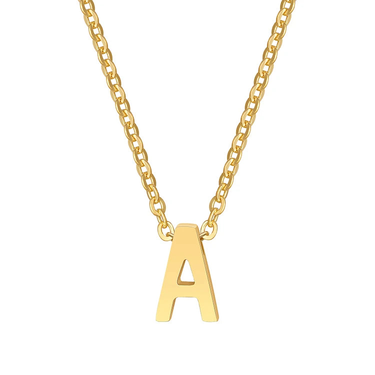 Y094 Collar De Acero Inoxidable Gold Plated Jewelry Stainless Steel 26 Alphabets Necklaces A-Z Initial Letters Pendant Necklace