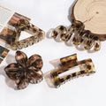 The New Hot Selling Fashion Retro Personality Maillard Wind Leopard Print Wave Flower Grab Clip All Hair Clip Hair Accessories