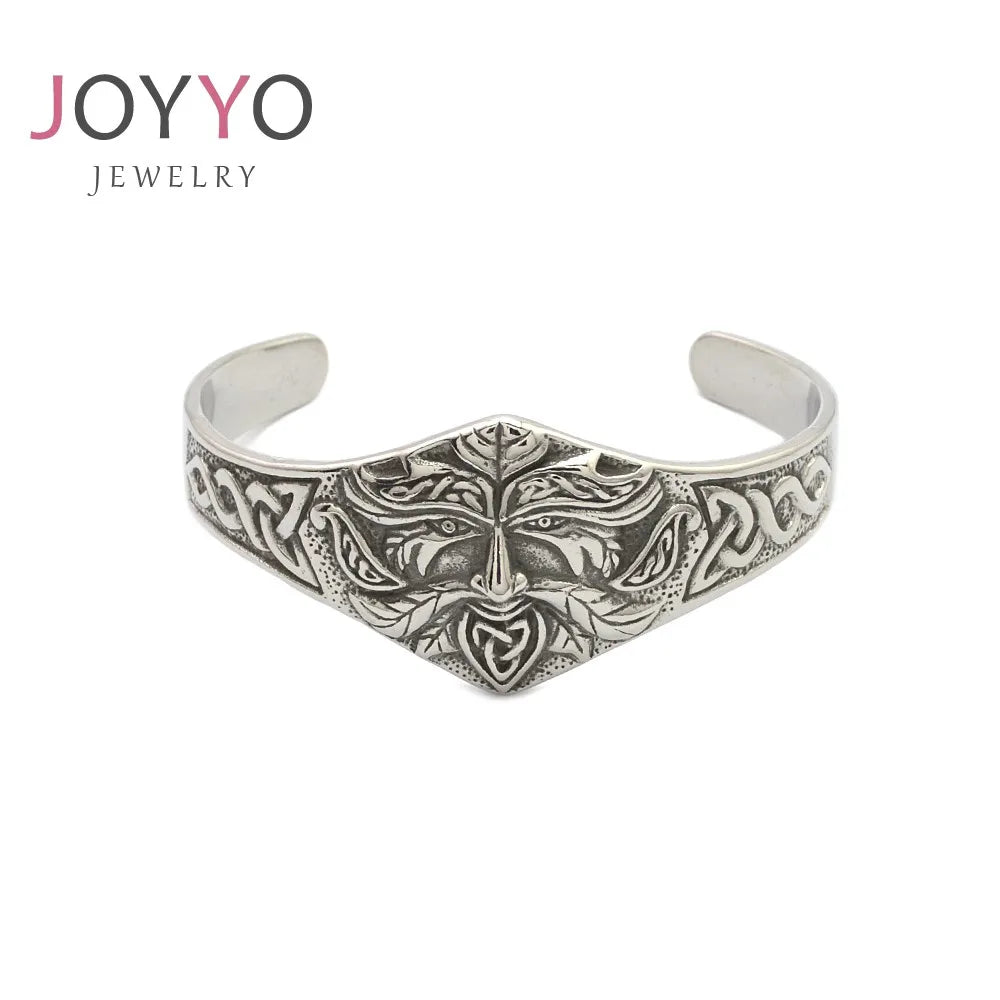 Viking Men's Open Wrist Bangle Stainless Steel Retro Trend Domineering Male's Jewelry Bracelet