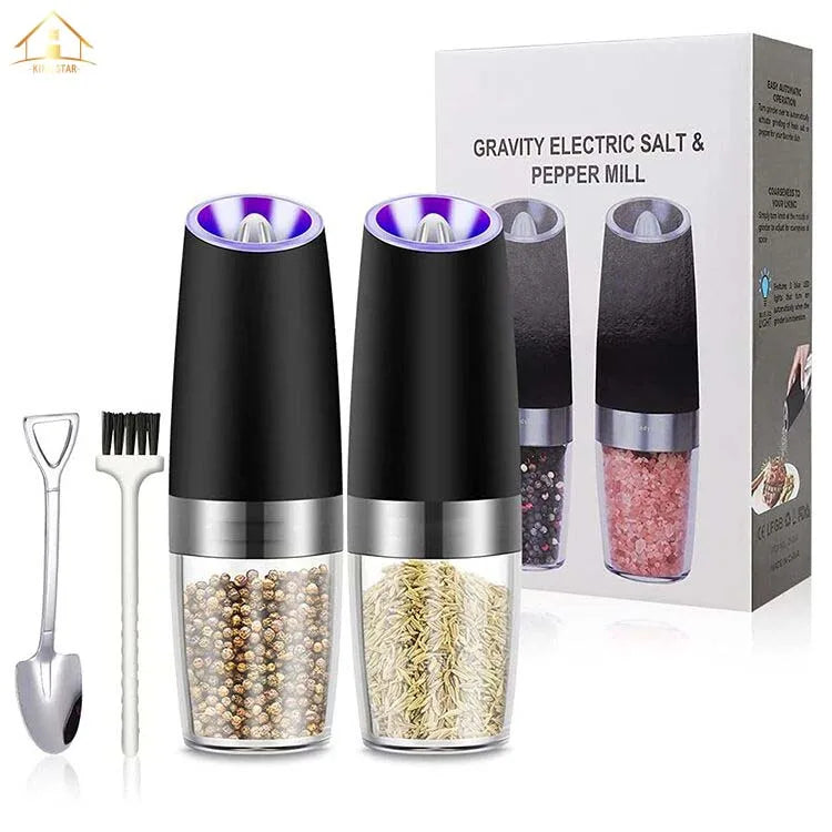 Battery Electric Gravity Operated Salt and Pepper Grinder Set for Food