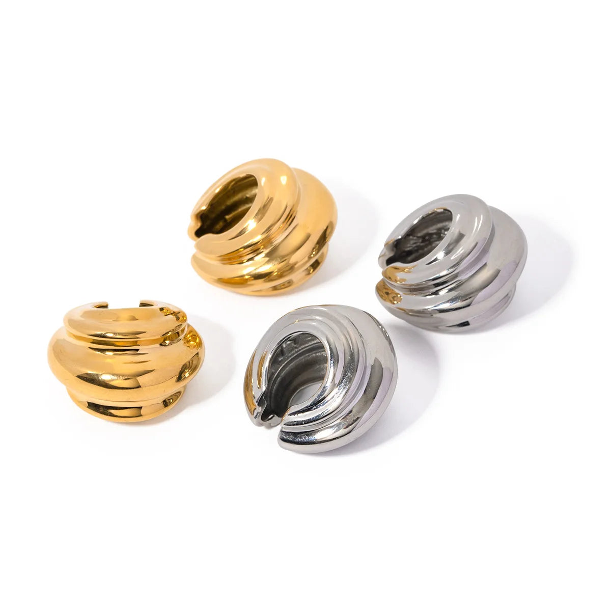 Style Clean Fit CC Shape Chunky Earrings 18K PVD Gold and Silver Plated Earrings for Women