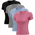 FLW Women's Breathable Athletic Compression Workout Tee Basic Gym Tops for Yoga Practice