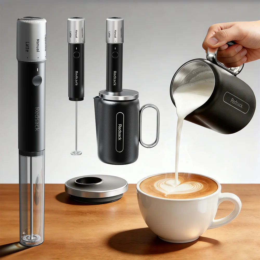 Portable Low Noise IPX4 Food Grade Stainless Steel 5200RPM Electric Foam Maker for Oat Milk Latte Cappuccino Coffee Drinks