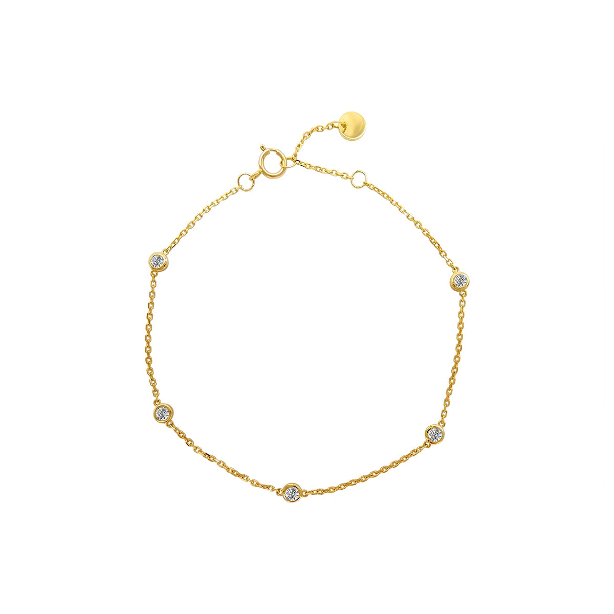 Wholesale 14K Soild Gold Bracelet 14ct Real Gold Chain Simply Moissanite Charm Bracelet for Permanent Welded Jewelry