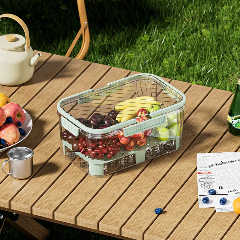 Large Capacity Portable Lunch Box Fruit Sealed Container Plastic Food Grade Removable Case for Students Outdoor Spring Outing