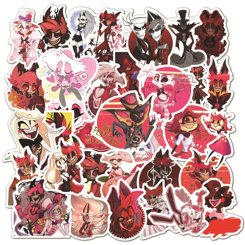 50Pcs American Cartoon TV Show Hazbin Hotel Graffiti Stickers Book Laptop Decor Sticker MegaBDM