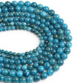 3A Natural Blue Apatite Beads Gemstone Round Loose Stone Rough Quartz Genuine Smooth Blue Apatite Beads for Jewelry Making