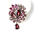 ROMANTIC Luxury Flower Women Brooch Pin Flower Colorful Rhinestone Water-drop Brooches