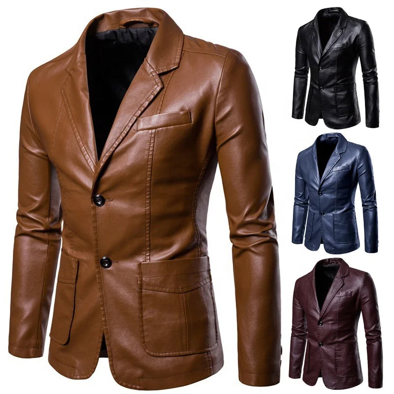 Casual Winter Men's Matte PU Leather Jacket Factory Price Logo on Front for Motor Cycle Bike Riding Chaqueta Para Hombres
