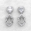 Sterling Silver 5*7mm Semi Mount Stud Eardrops Empty Frame Support Blank Setting S925 Base Without Center Stone DIY for Inlay