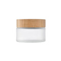 Custom Logo 15ml Round Glass Jar with Bamboo Lid 50g Capacity Plastic Cap for Serum and Skincare Products