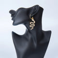 2024 New Arrived Silver Gold Plated Snake Shape Drop Earrings Women's Rhinestone Snake Hoop Earrings Creative Jewelry