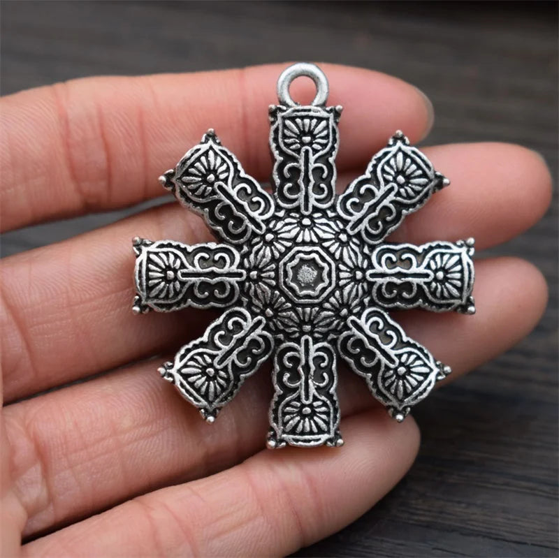 Tibet Mandala Pendants Lotus Charm for Necklace Geometry Spiritual Amulet Religious Jewelry