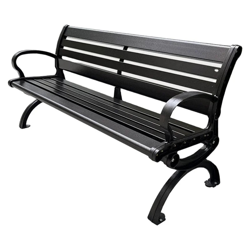 Outdoor Park Black Plastic Wood Bench Seat Outside Street Hardwood Bench Seating Garden Patio Chair Benches for Public Park