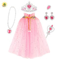 New Children Girls Play Princess Colorful Magic Wand Female Crown Queen Necklace Earrings Ring Costumes