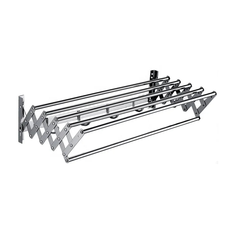 Stainless Steel Wall Mounted Retractable Towel Shelf With Clothes Hook Bathroom Adjustable Laundry Drying Rack Towel Rack