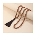 Hanpai Newly 108 Mala Rudraksha Tassel Long Necklace Sweater Necklace Woods Beads Necklace Handmade
