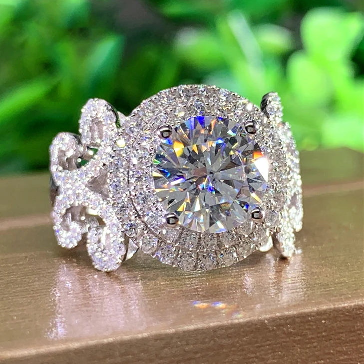 CAOSHI Luxury Exquisite Silver Color Ring Round Brilliant Cut Cubic Zircon Bride Wedding Engagement Women Rings