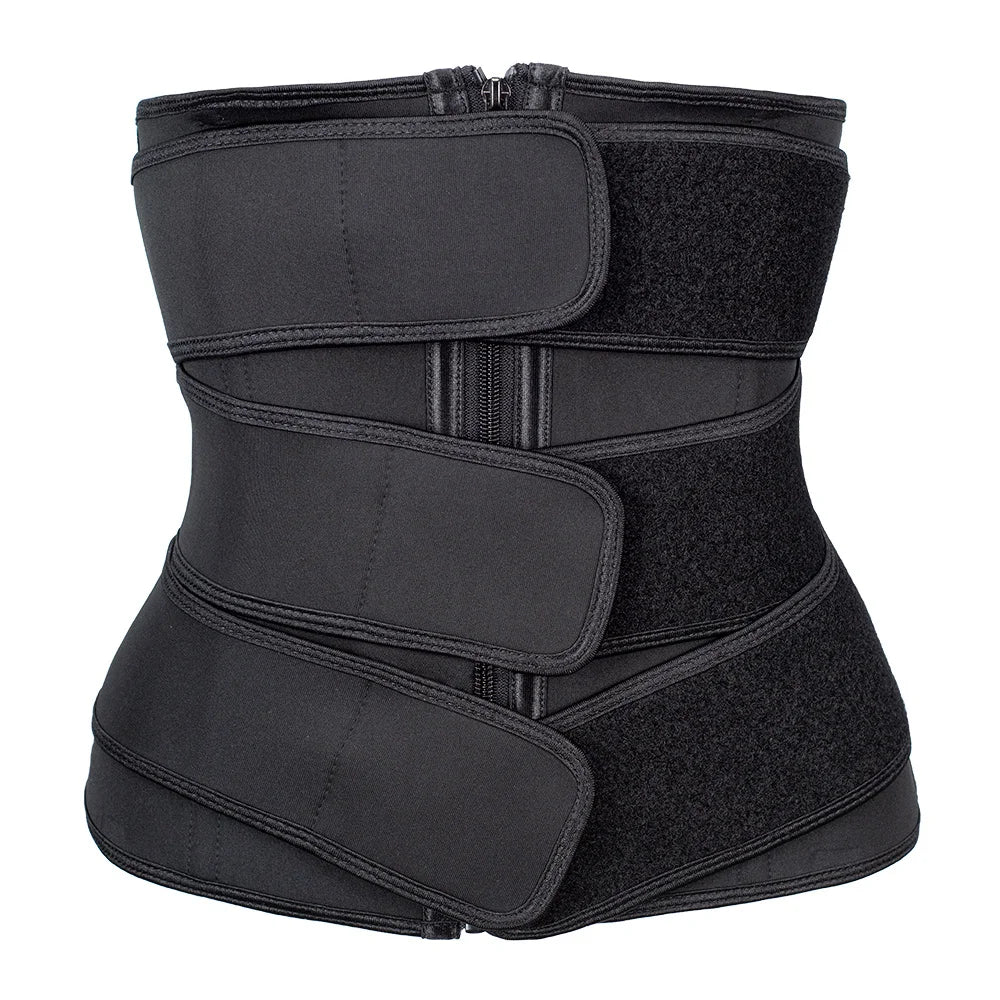 2021 Popular Women's Three Belt Strap Zip Bodycon Corset Short Torso Postpartum Waist Trainers Trimmer Plus Size Cinchers