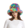 New Rabbit Fur Bucket Hats for Women Keep Warm Big Head Around Ear Protection 2023 New in Winter Panama Plush Caps