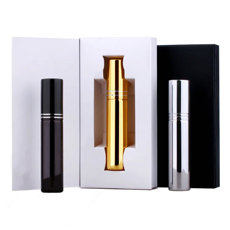 Travel Skincare Glass Cosmetic Packaging Aluminum Spray Lid Bottle 10ml Mini Refillable Perfume Perfume Bottles with Box