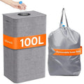 100L Foldable Storage Box with Lid - Kitchen Recycle Bin Household Collapsible Storage Basket for Bottles & Organizing