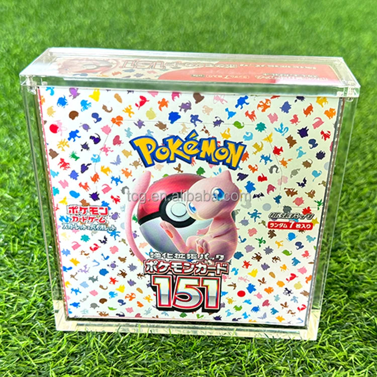 TCG Custom Acrylic Cartes Pokemon Italiano Japanese Booster Box Cards With Magnet Lid High Glass Display Case for Large Small