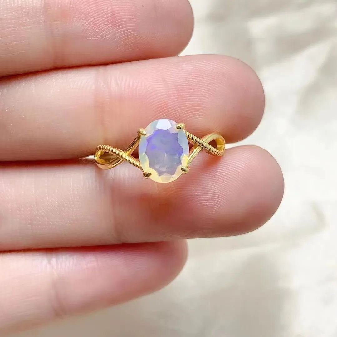 Wholesale Hot Popular Sale Good Price Sterling Silver Gold Plated Oval Matching Opal Classic Rings for Couples Wedding