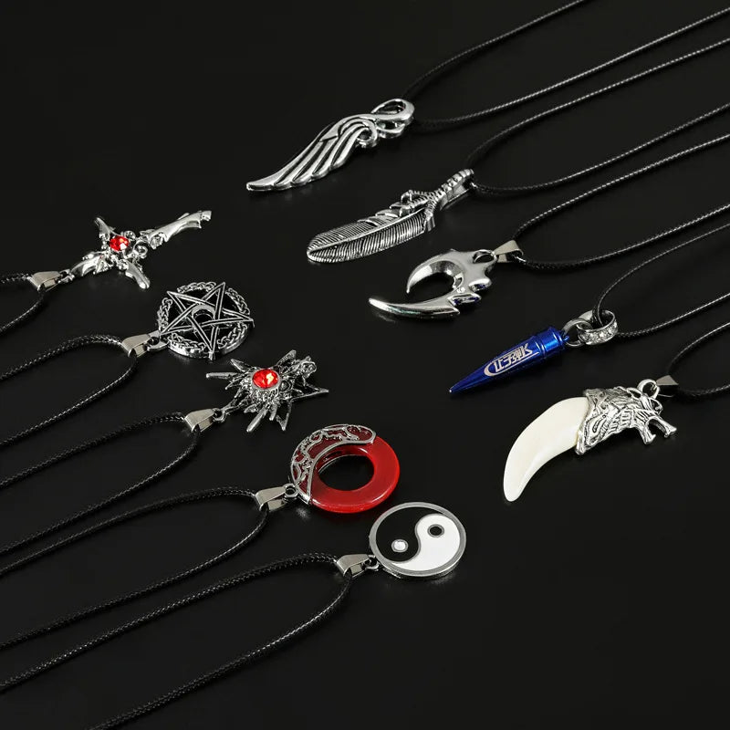 Hot Sale Men's Necklace Punk Personality Student Eye Feather Star Pendant Hip Hop Ancient Silver Necklace Jewelry