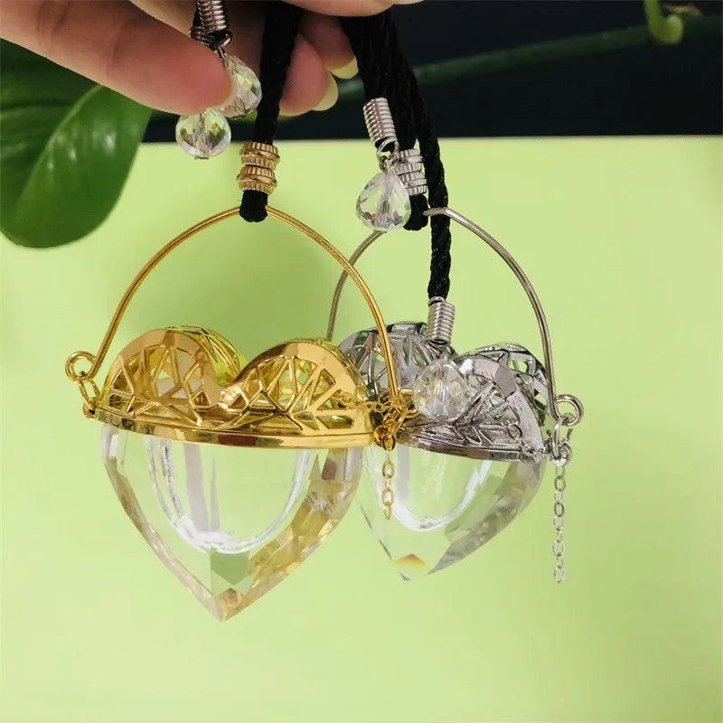 Wholesale 4ml Heart Shaped Crystal air Freshener Difuser Empty Crystal clear Car Hanging Perfume Bottle