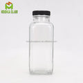 Manufacturer 16oz 50cl Cold Pressing  Juice Glass Bottle 500ml French square Milk Glass Juice Bottle Container with Metal Cap