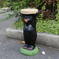 Hot Sale Cute Black Bear Resin Statue with Tray Realistic Paw Details on Grass Base Home Decor for Living Room Bookshelf