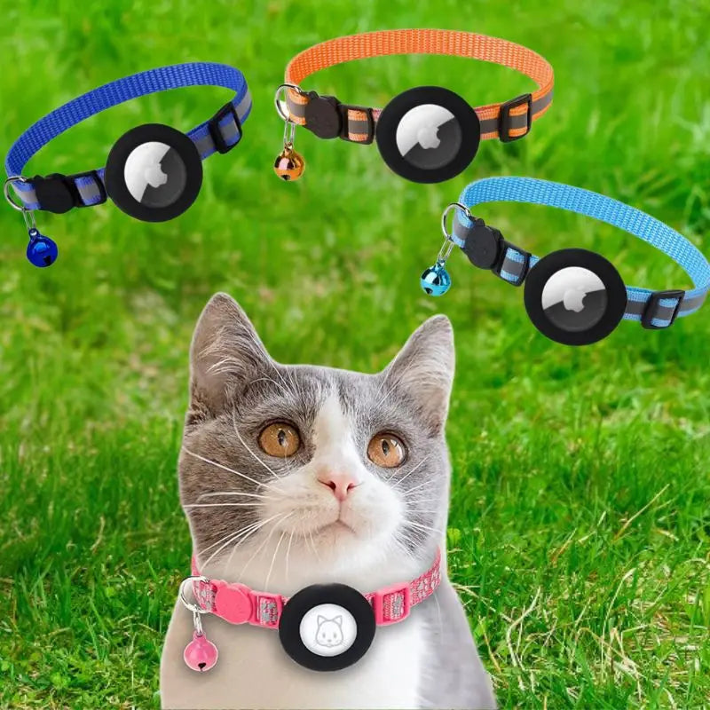 Adjustable Nylon GPS Airtag Cat Collar with Ribbon Decoration Enhance Your Training with Our Stylish Collar