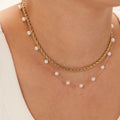 Personalized Stainless Steel 18K Gold Plated Double Layered Rope Chain Shell Pearls Necklace Jewelry