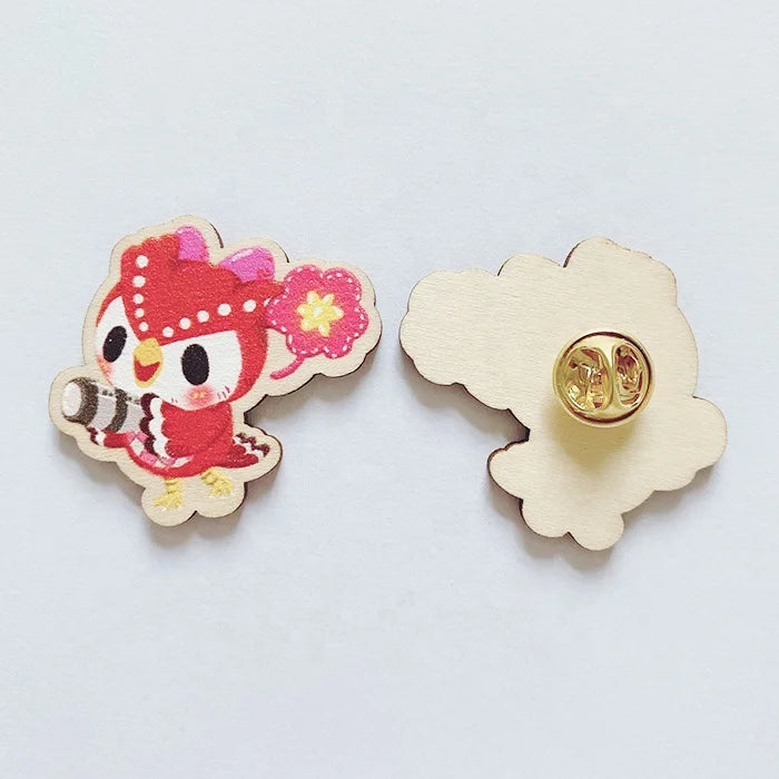 Custom Logo Wooden Lapel Pins Laser Engraving Name Tag Card Wood Crafts Brooch Badges Plaques Awards