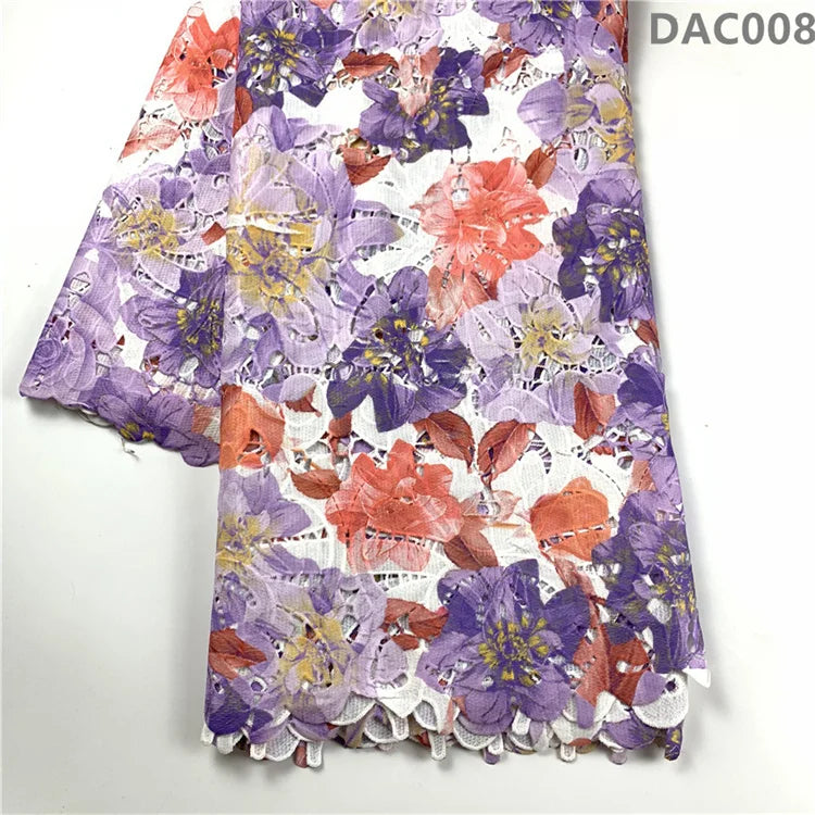 Nigeria Multi Color Wholesale Guipure Cord Lace Flower Pattern Print Fabric Water Soluble Embroidery Lace Fabric MegaBDM