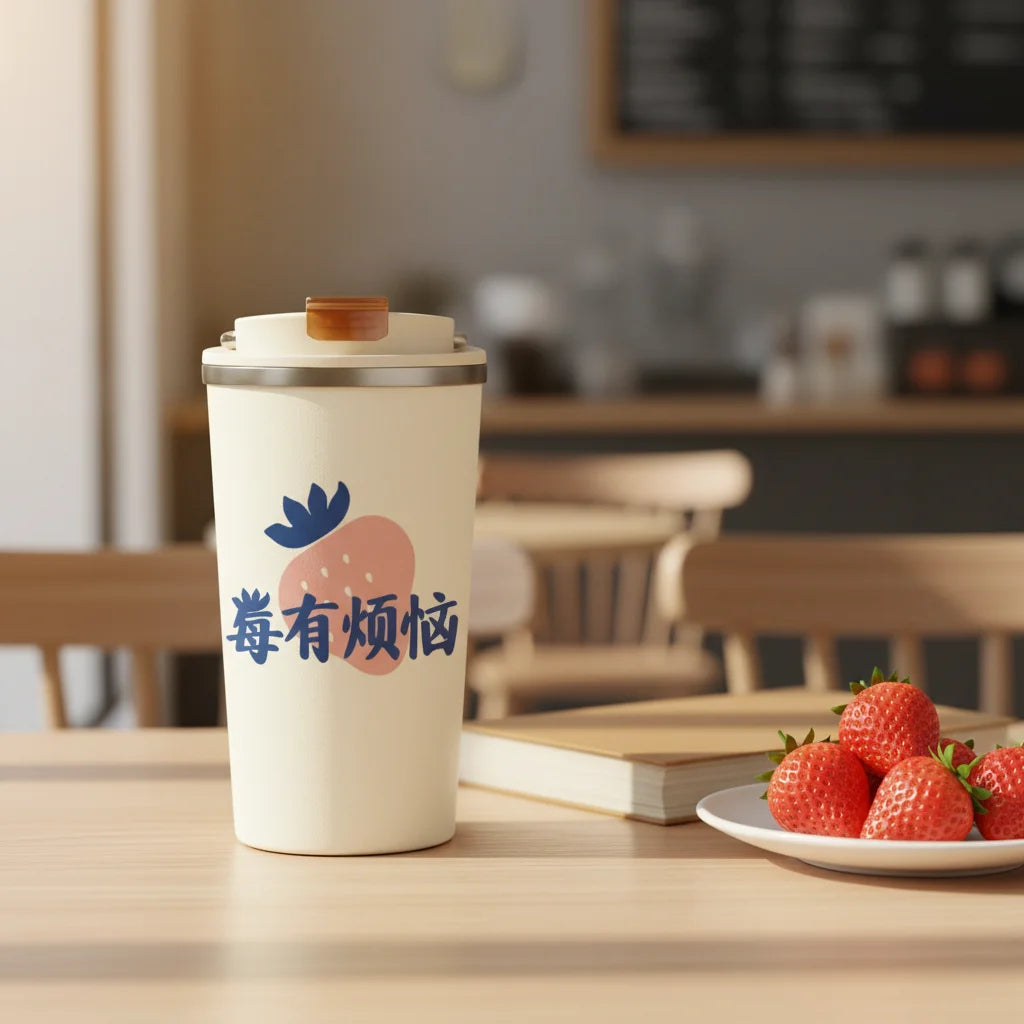 Hot 400ml Travel Car Mug Steel Thermal Mug Leakproof Tea Coffee Gift Cups Mug With Flower Printing for Gift Cups