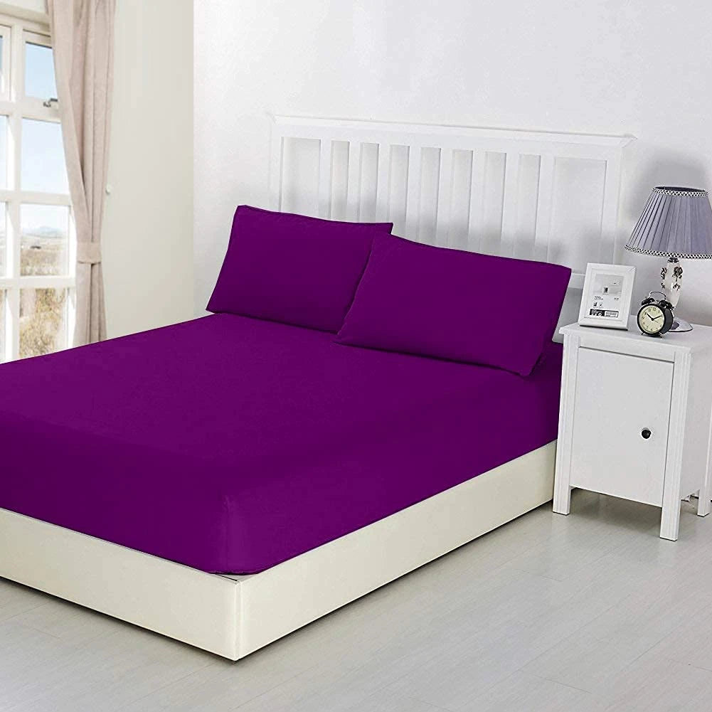 Cotton Sheet Sets Fitted Sheet Pure Cotton Mattress Cover with Pillowcases for Wholesales Solid Colors 100% Bedding Sets