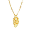 New Fashion Gold Filled Unique Dainty Jewelry Ear Shape Charm Pendant Necklace for Woman
