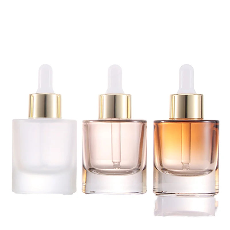 Customized Logo Popular Square Clear 50ml Dropper Glass Bottle for Essential Oil Hair Oil Serum Skincare Packaging