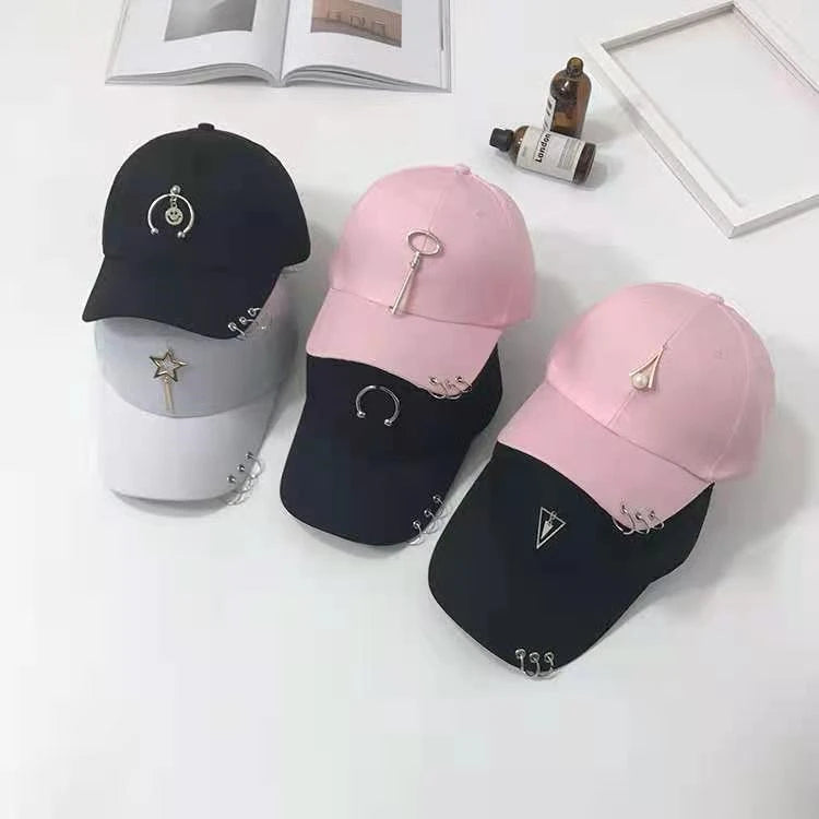 Big Eaves Dome Sunscreen Cap Spring Summer Female Students Personality Chain Trend Baseball Cap