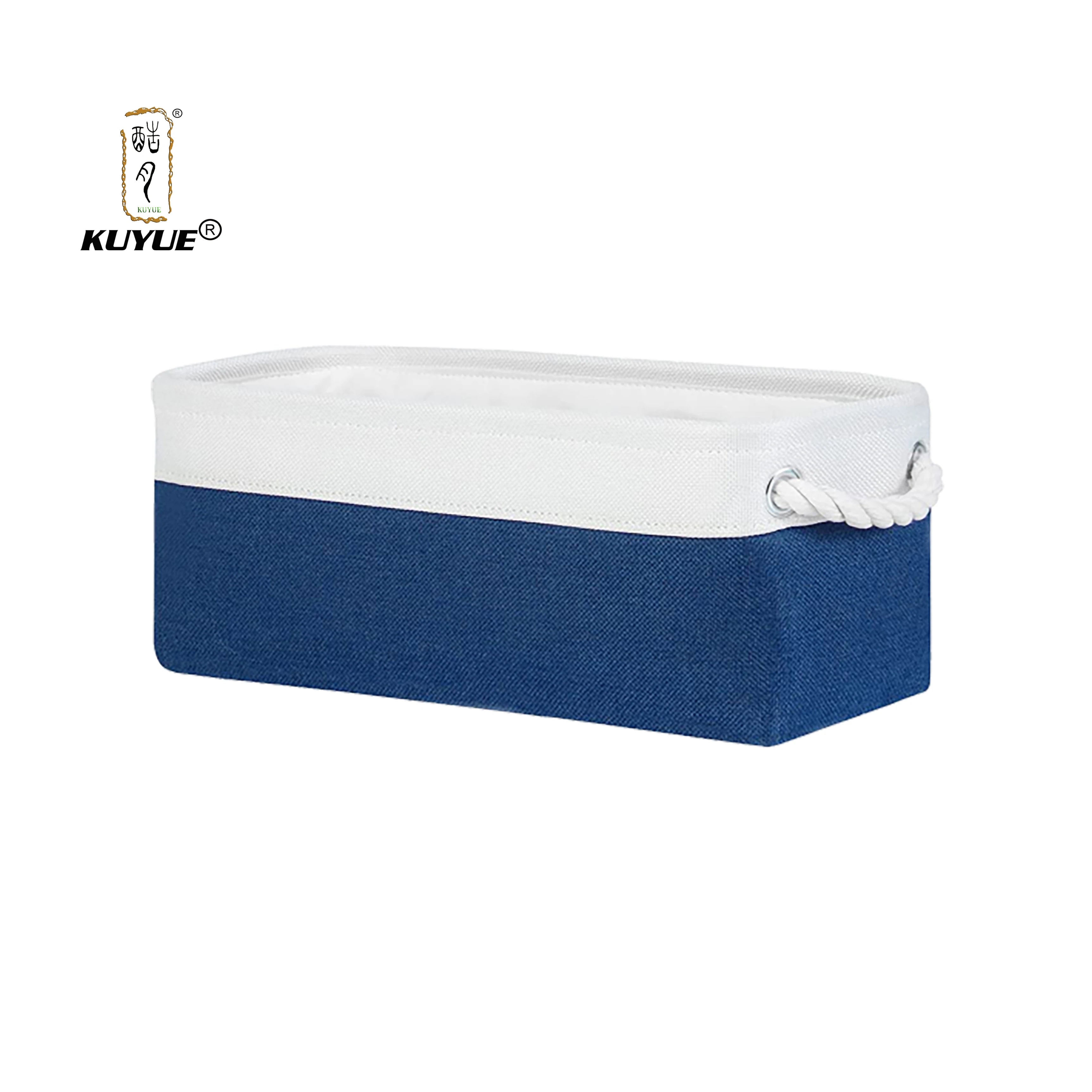 KUYUE Narrow Storage Bins Small Baskets for Organizing Long Storage Basket with Handles Fabric Storage Bins for Shelf