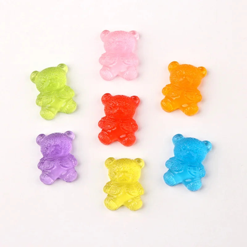 Resin Transparent Bear Flat Back Resin Charms Cabochon for Slime Filler Kid DIY Mobile Phone Hairclip Keychain Decoration Craft