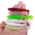 6PCS/BAG 9.2CM Artificial Soft Plastic Worm Bait T Tail Soft Fishing Lures Soft Plastics Fishing
