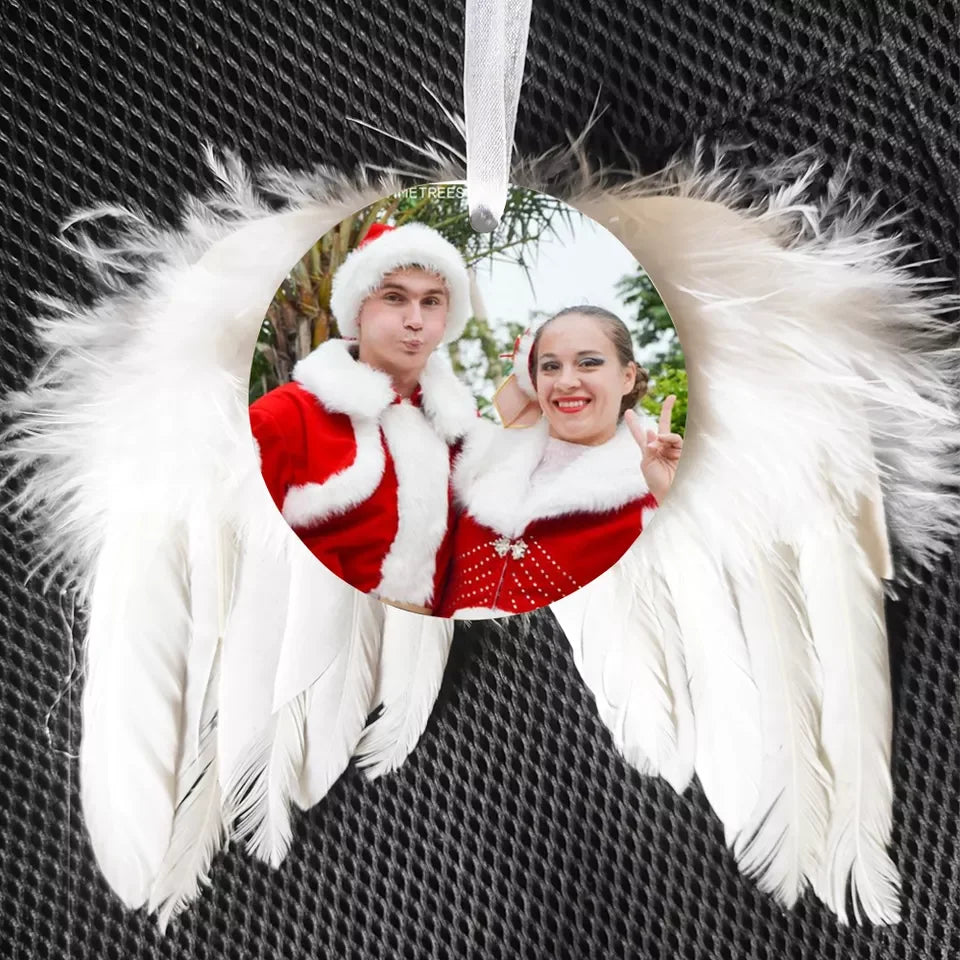 RubySub Modern White Angel Wing Christmas Ornament for Sublimation Printing Factory Wholesale Holiday Decorations 16x14cm