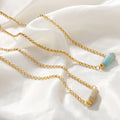 Geometric Irregular Natural Stone Pendant Necklace New Stainless Steel Vacuum PVD Gold Waterproof Couples Jewelry