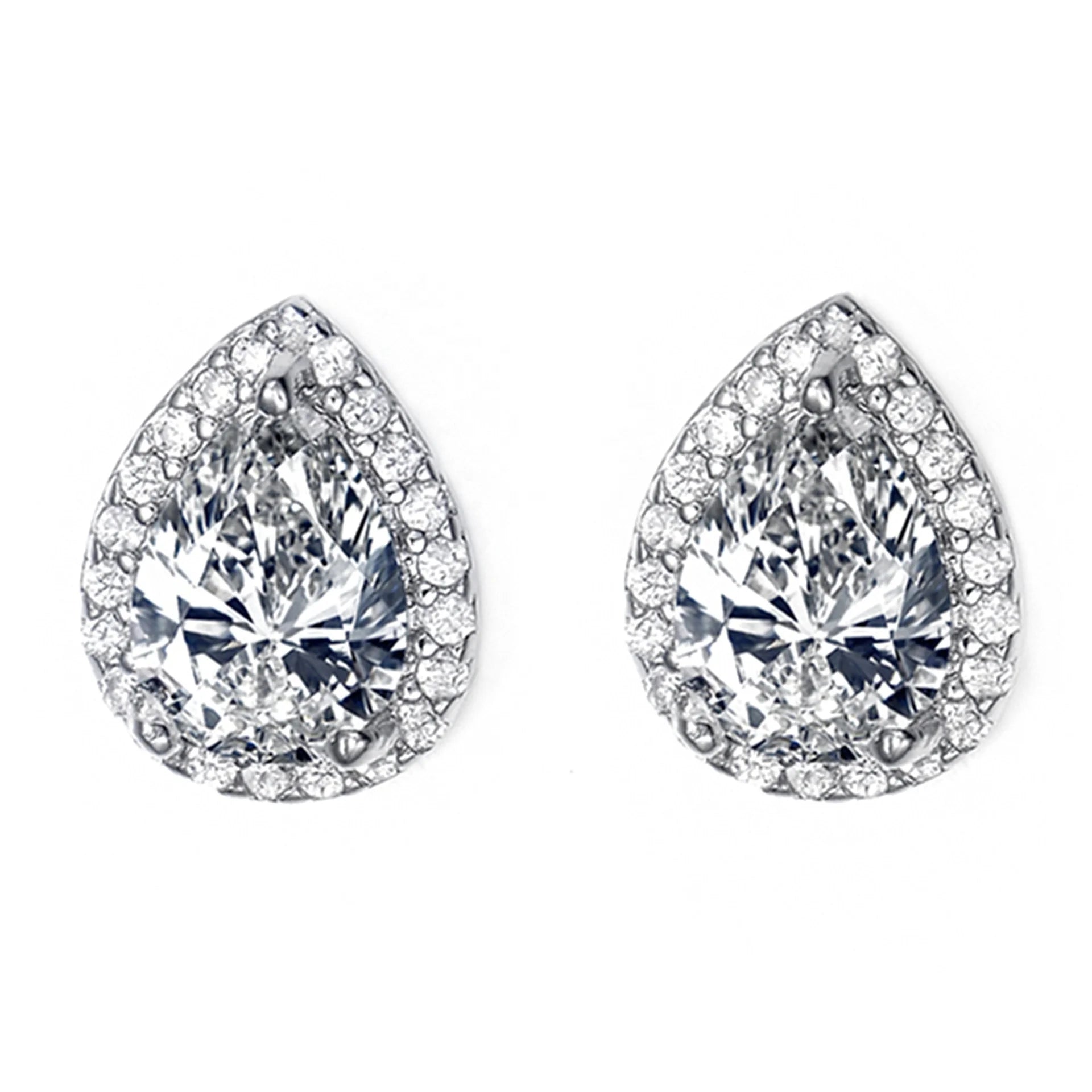 SC New Hot Creative Silver Needle Waterdrop Earrings Personalized Cube Zircon Earrings Copper Wedding Dress Bridal Earrings