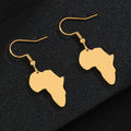 Fashion Non Tarnish Silver 18K Gold Plated 316L Stainless Steel Women African Map Pendant Earring Jewelry
