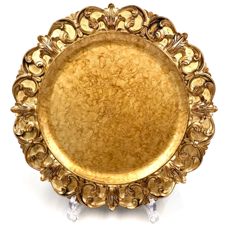 Elegant Antique Crown Charger Plates Relief Style Wedding Party Supplies Decorations Plastic Underplates