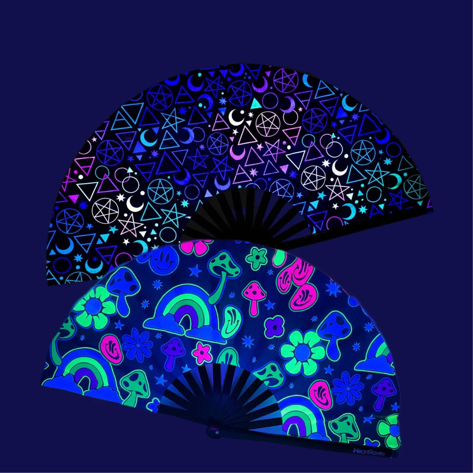 High Premium Bamboo Clack Rave Large Reflective Hand Fan 33cm Spider Like Reflective Hand Held Fan